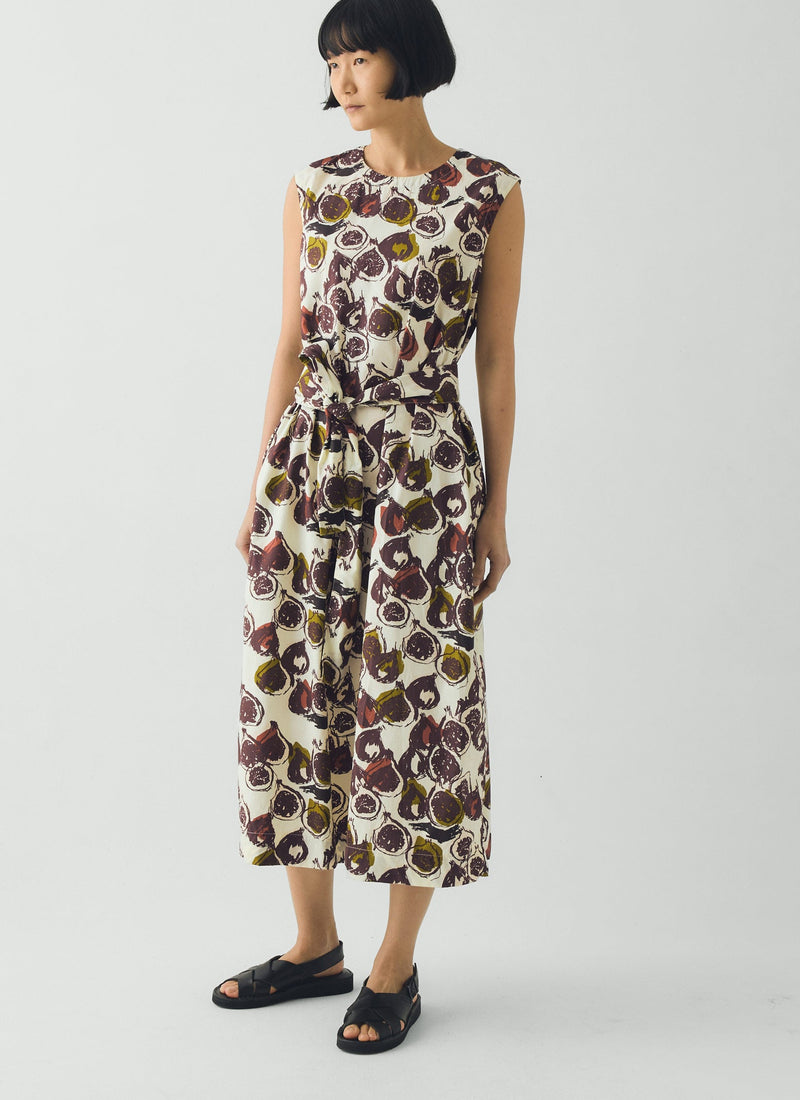 Fig Print Cotton Poplin Dress | Chalk