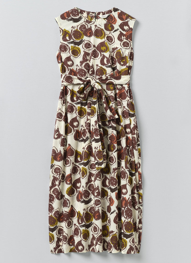 Fig Print Cotton Poplin Dress | Chalk