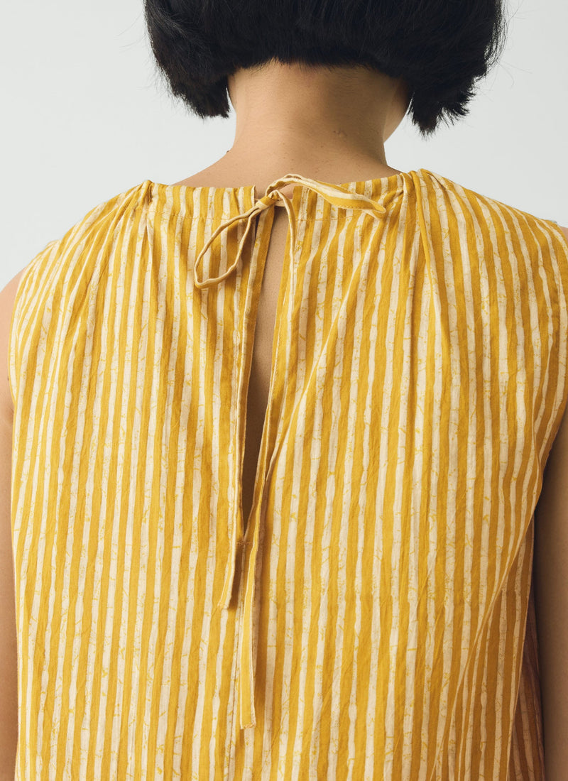 Martha Natural Dye Stripe Cotton Dress | Turmeric