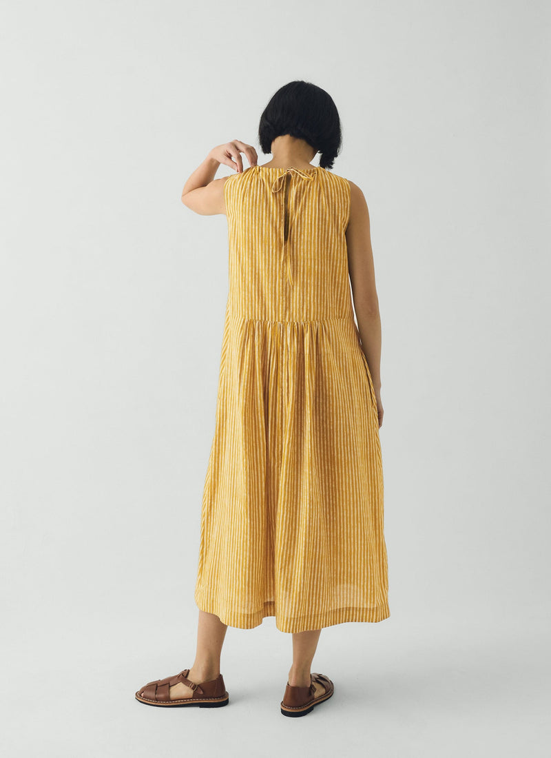Martha Natural Dye Stripe Cotton Dress | Turmeric Martha Natural Dye Stripe Cotton Dress | Turmeric