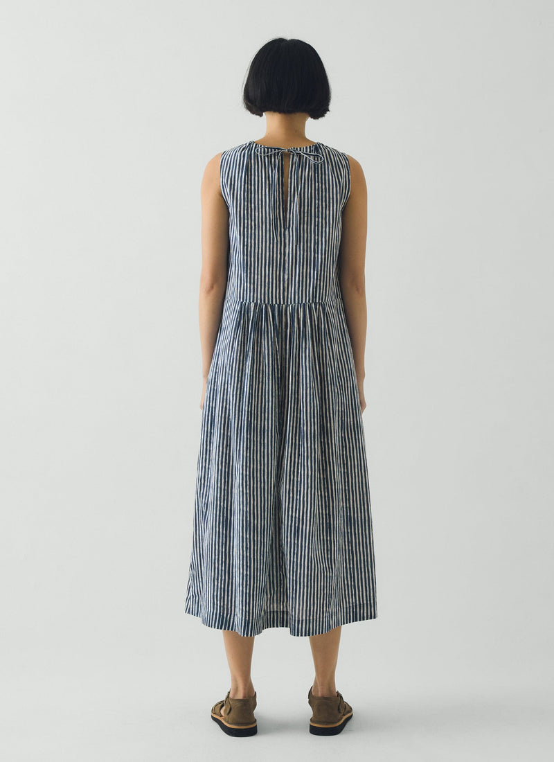 white christmas dresses Martha Natural Dye Stripe Cotton Dress | Indigo