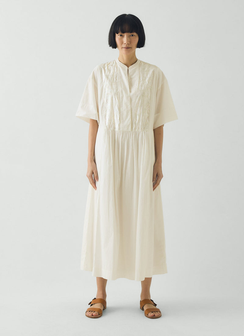 Embroidered Cotton Voile Dress | Chalk White | TOAST Embroidered Cotton Voile Dress | Chalk White | TOAST