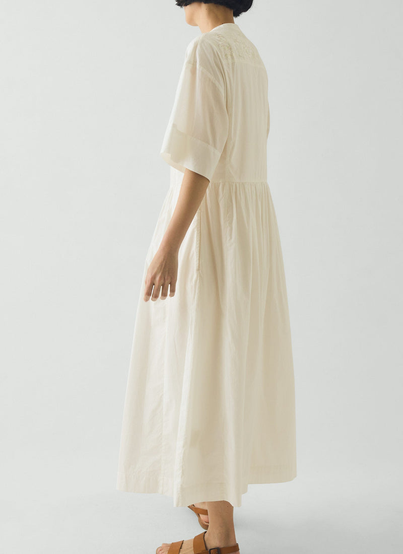 Embroidered Cotton Voile Dress | Chalk White