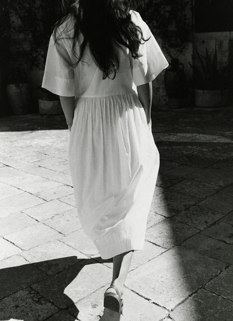 Embroidered Cotton Voile Dress | Chalk White