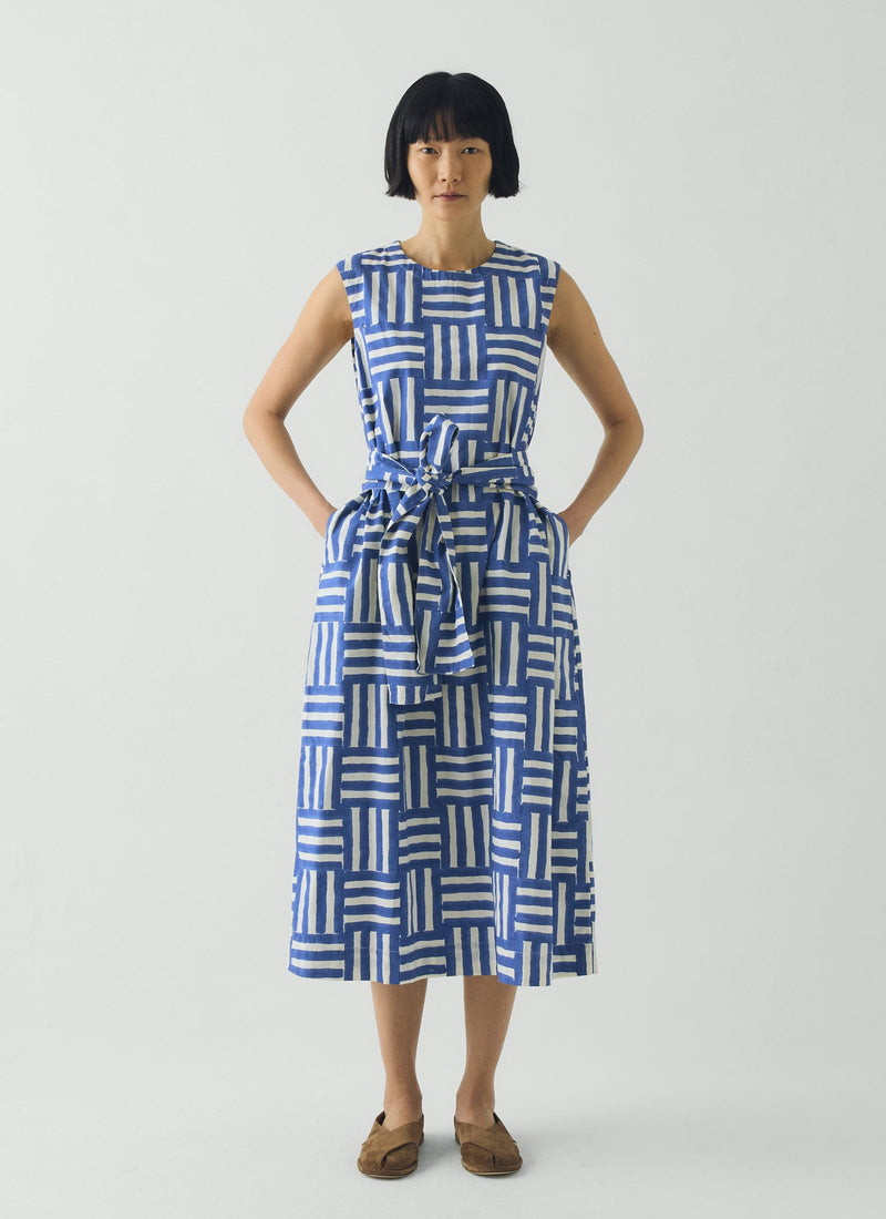 Block Print Patchwork Stripe Dress