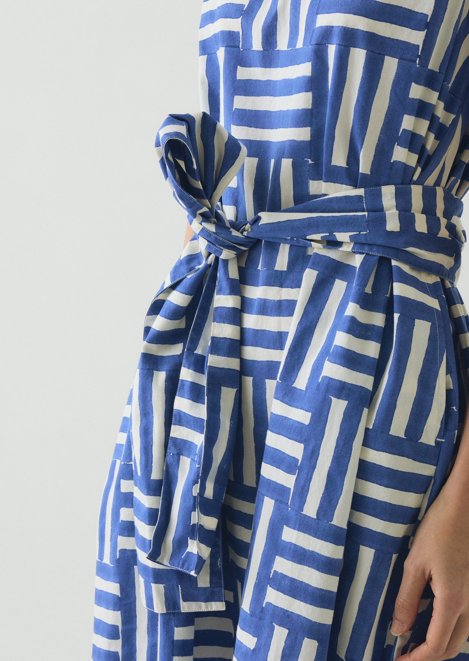Block Print Patchwork Stripe Dress | Deep Cornflower | TOAST