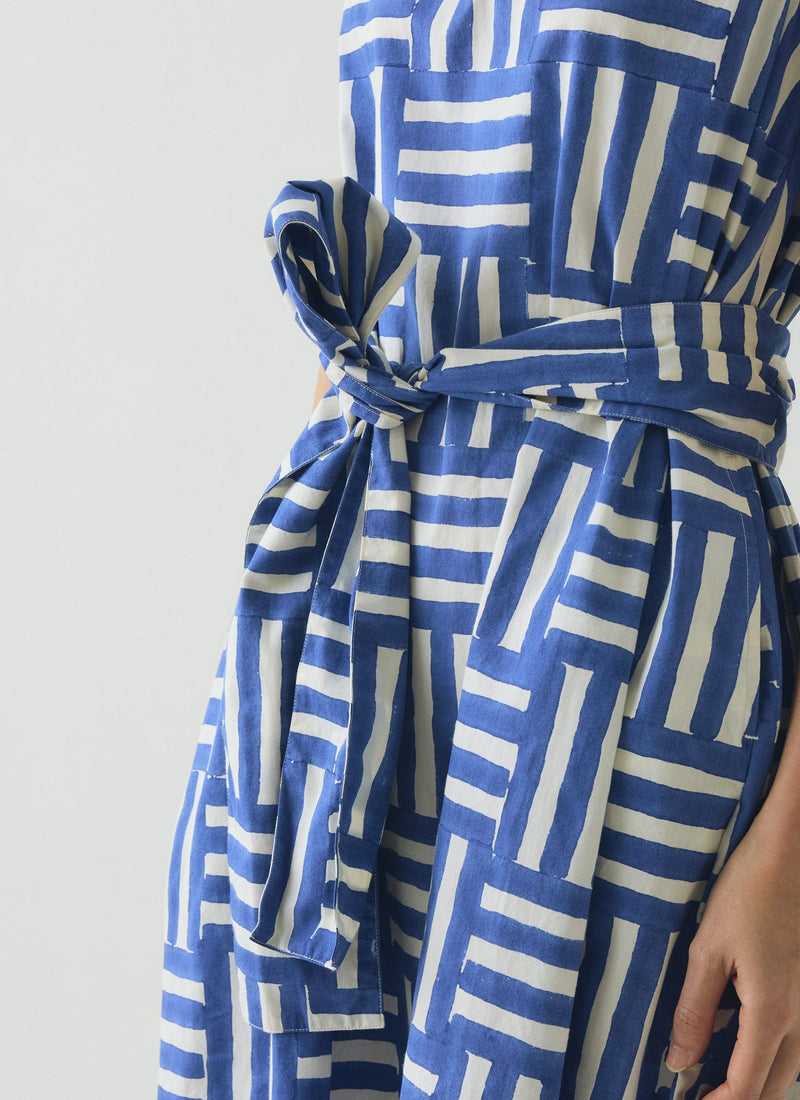 Block Print Patchwork Stripe Dress