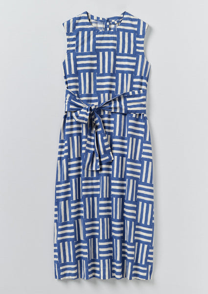 Block Print Patchwork Stripe Dress | Deep Cornflower | TOAST
