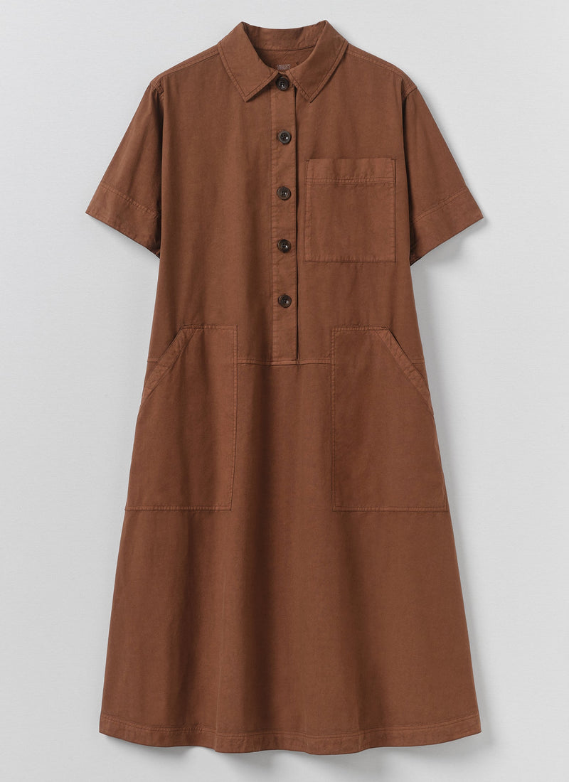 Cotton Linen Poplin Shirt Dress