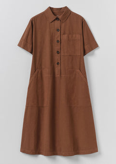 brown cotton on dress Linen Poplin Shirt warm brown