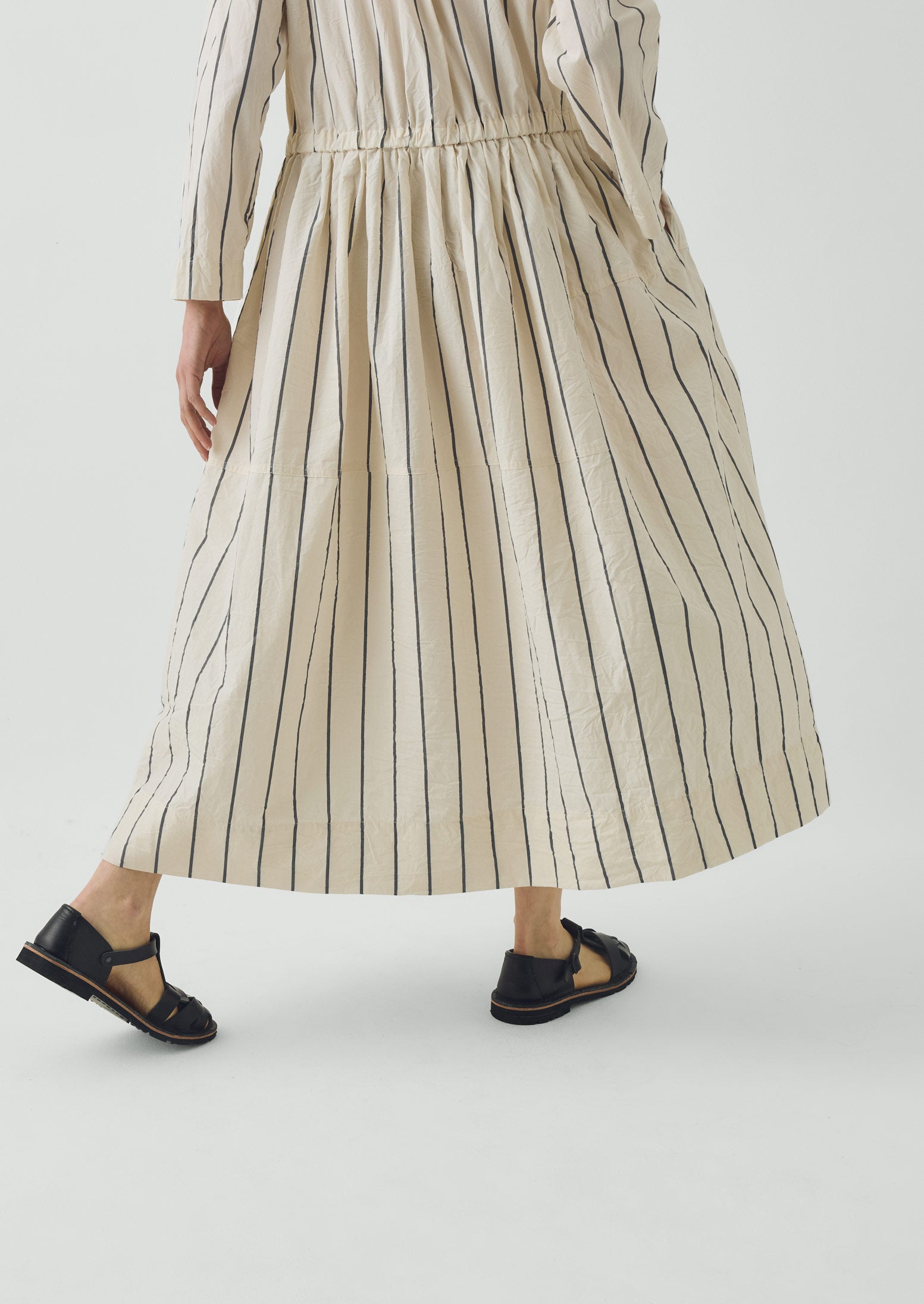 Garland Stripe Cotton Shirt Dress | Ecru/Charcoal | TOAST