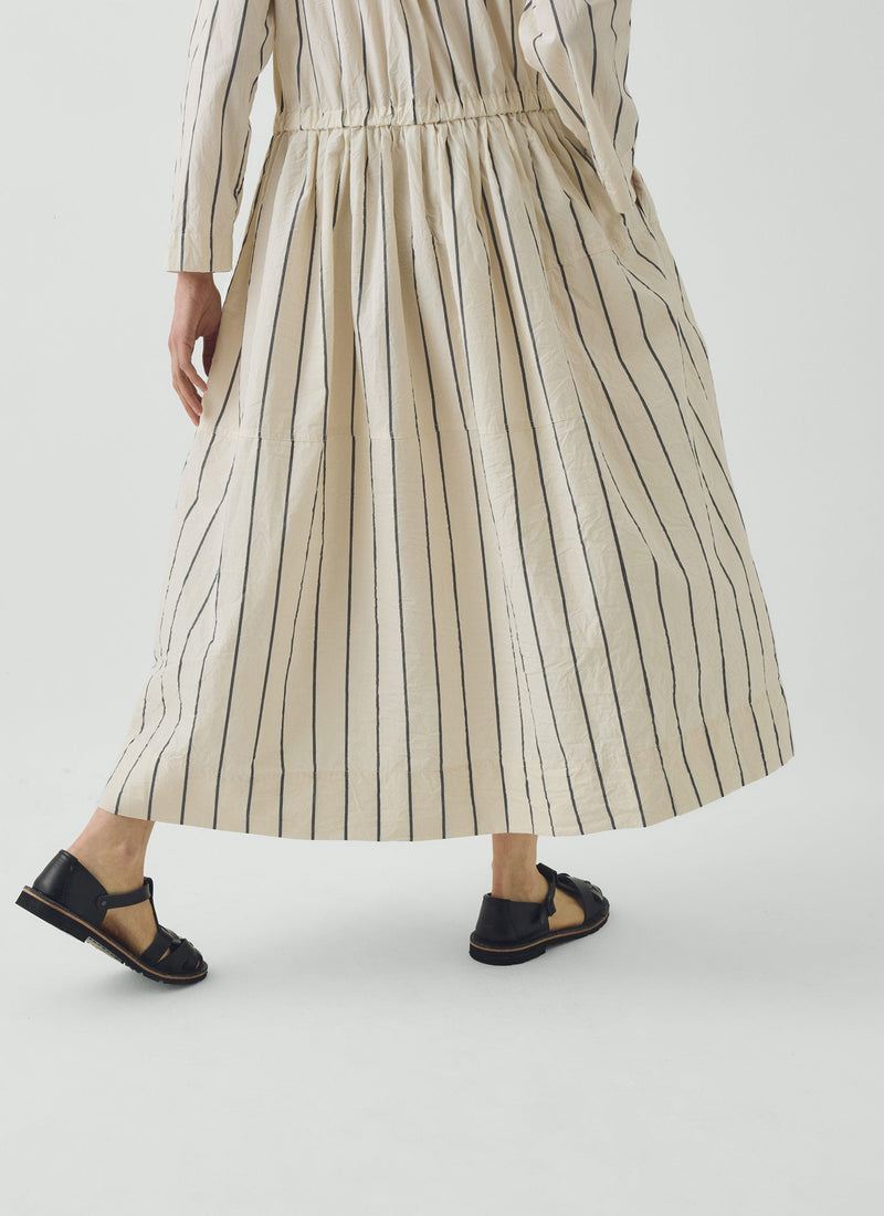 Garland Stripe Cotton Shirt Dress | Ecru/Charcoal