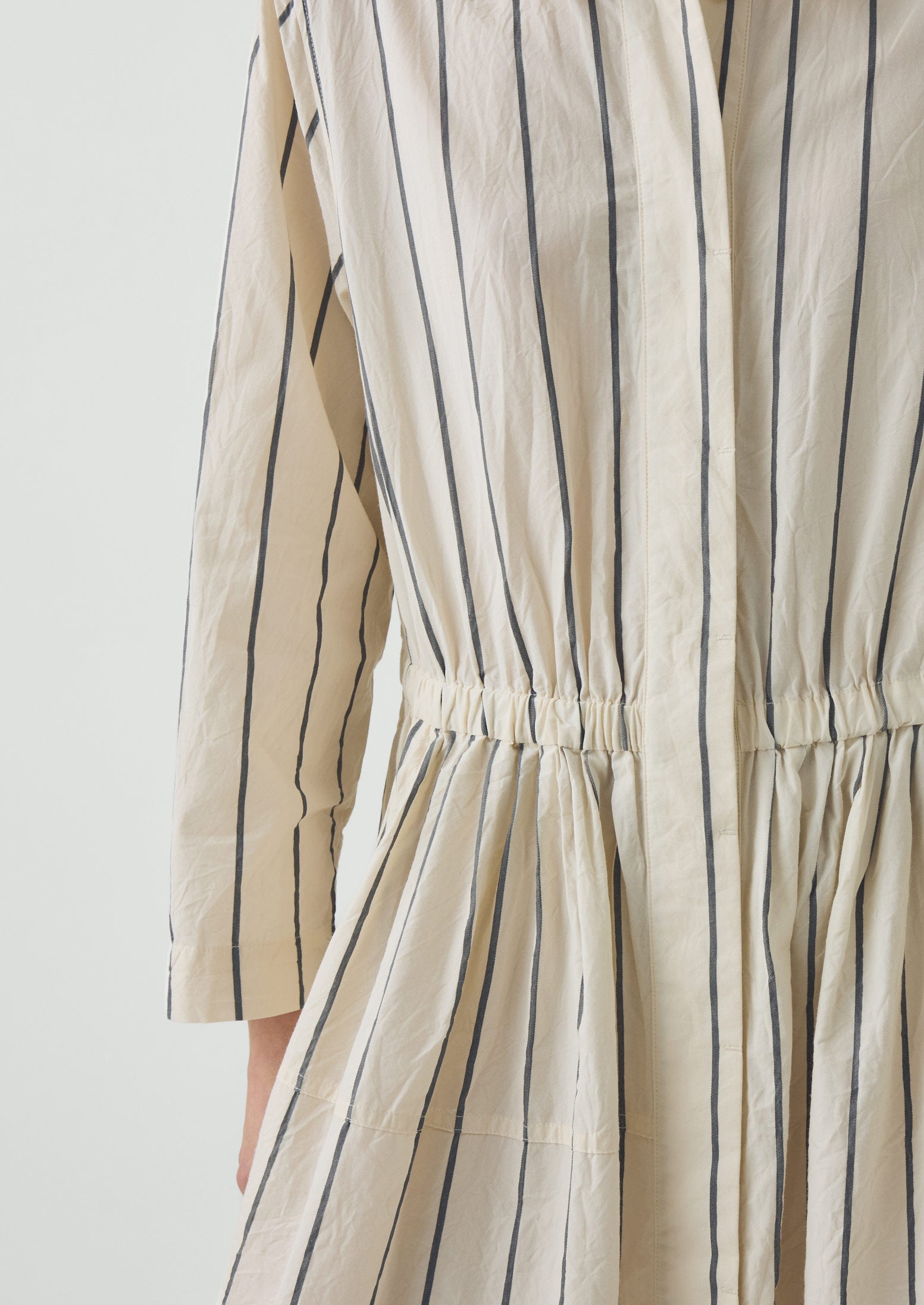 Garland Stripe Cotton Shirt Dress | Ecru/Charcoal | TOAST