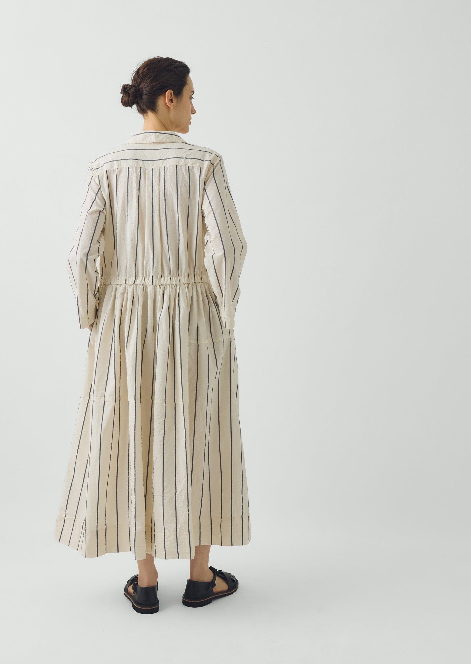 Garland Stripe Cotton Shirt Dress | Ecru/Charcoal | TOAST