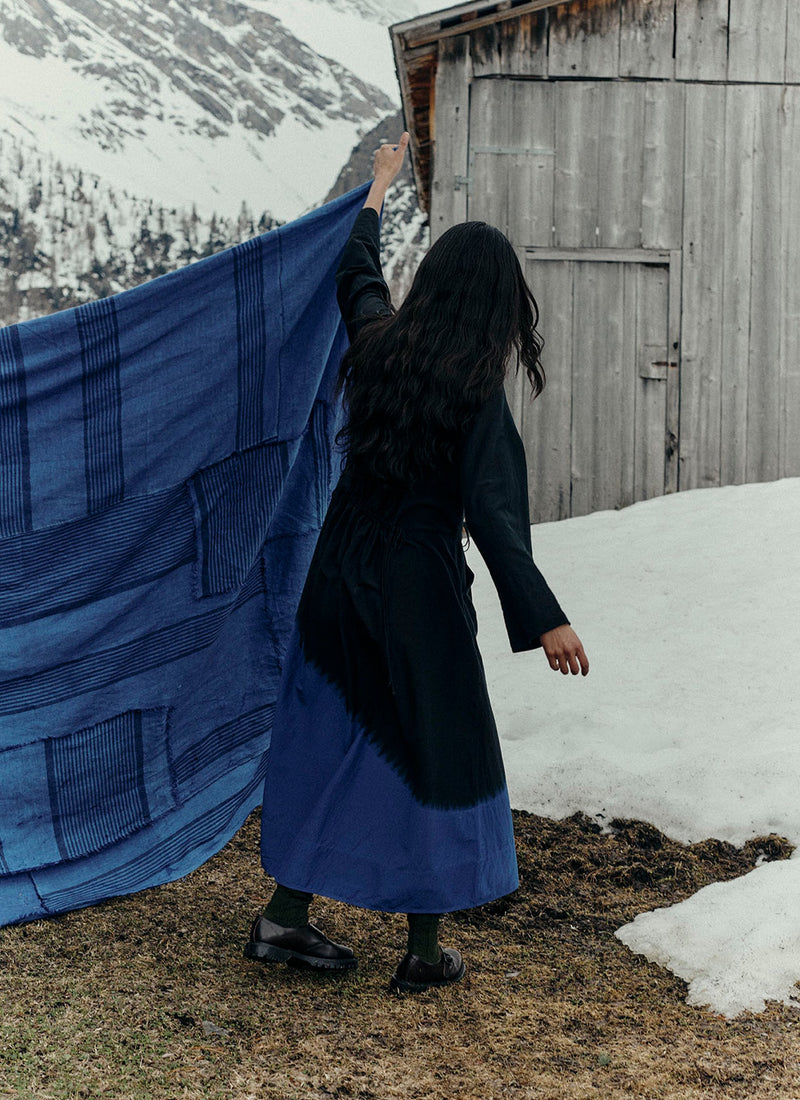 Tie Dye Cotton Silk Dress | Brilliant Blue