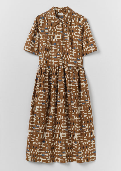 toteme cotton tee dress Selma Totem Print Shirt Sweetheart Dark Navy Blue CartName:Clothes Mentor Greenville South Carolina Black 50% cotton (organic) Color:Brown / Cream