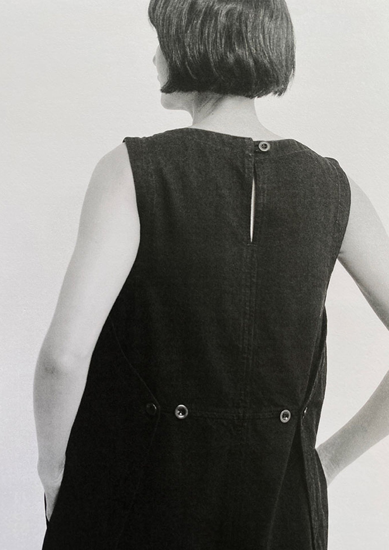 Sculpted Denim Pinafore Dress | Carbon Black | TOAST