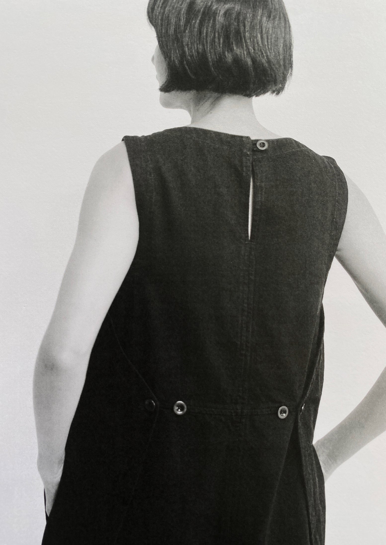 Sculpted Denim Pinafore Dress | Carbon Black | TOAST