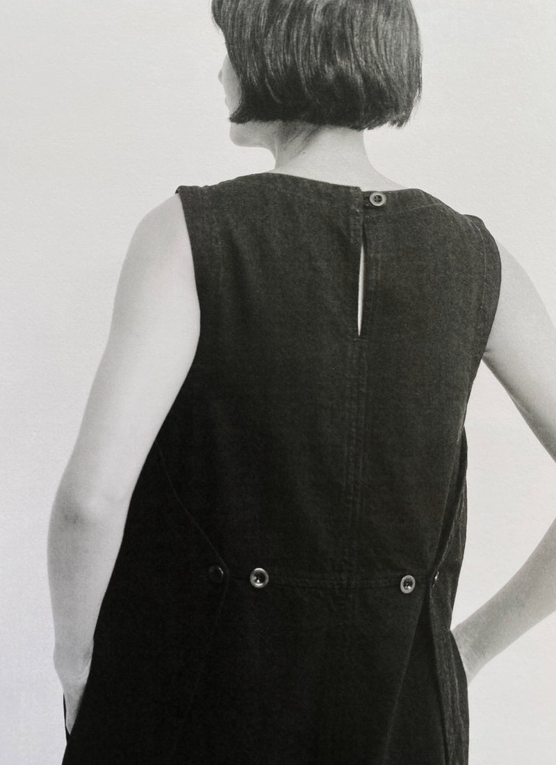 Sculpted Denim Pinafore Dress | Carbon Black