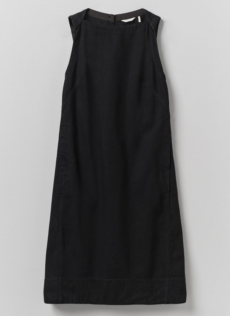 Sculpted Denim Pinafore Dress | Carbon Black