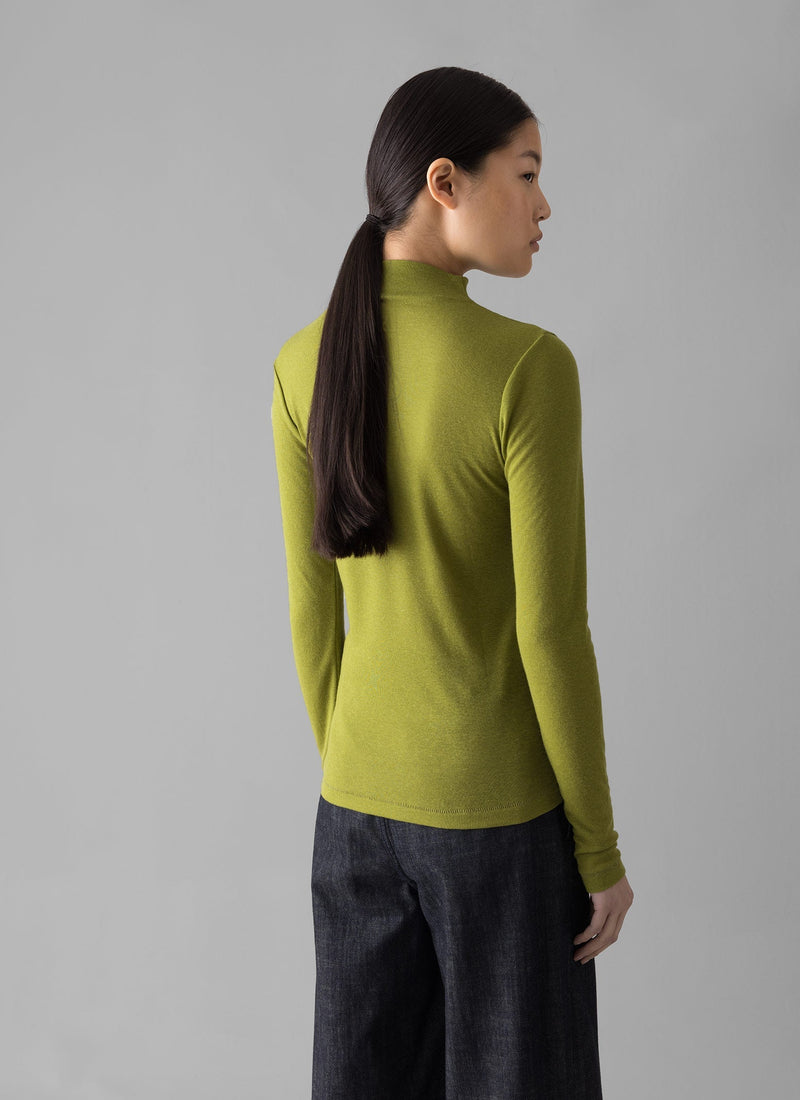 Aster High Neck Wool Lyocell Tee | Pea