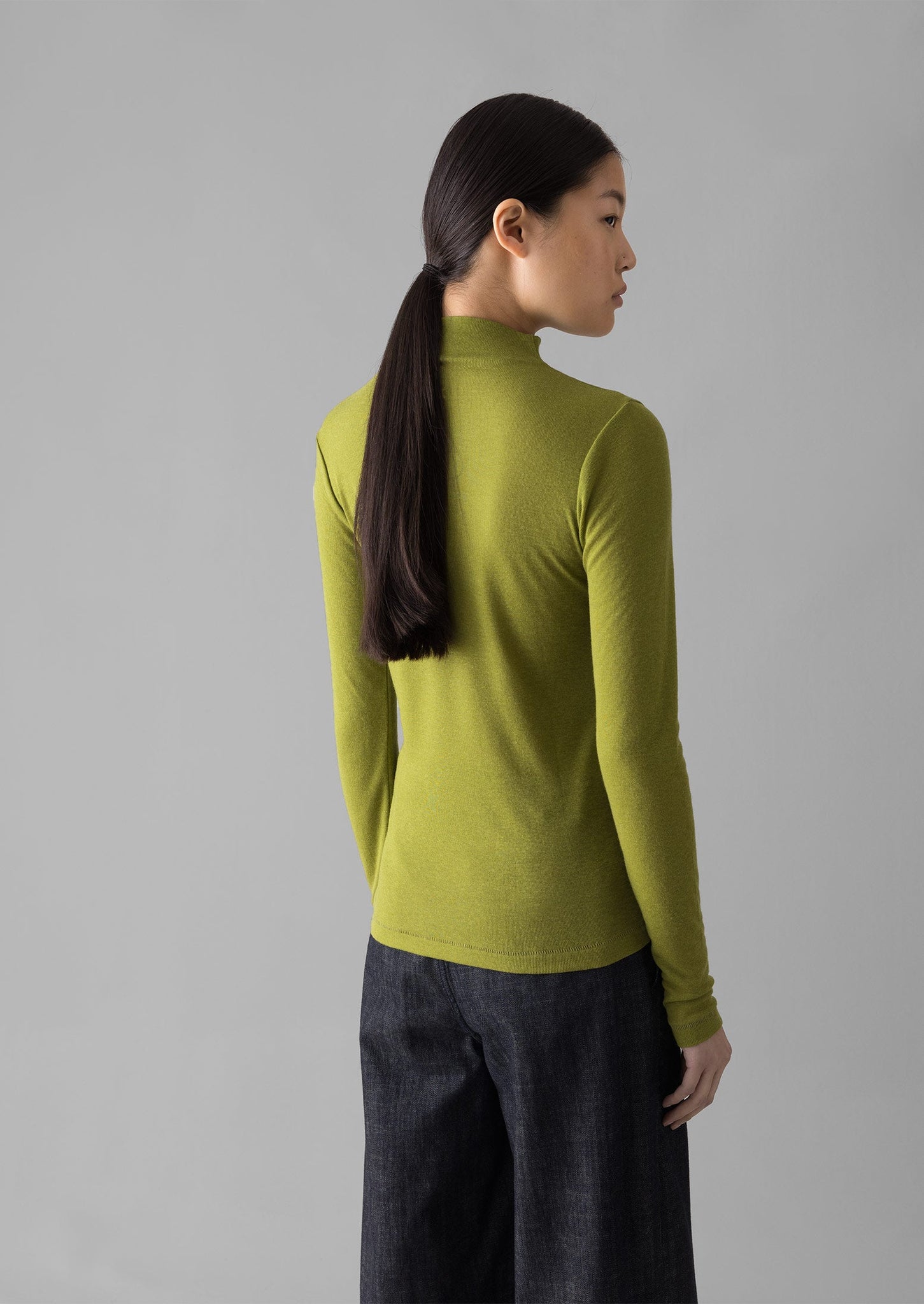 Aster Wool Lyocell High Neck Tee | Pea