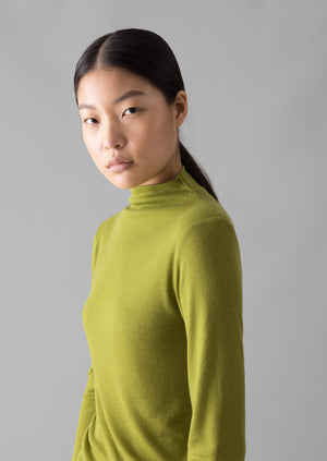 Aster Wool Lyocell High Neck Tee | Pea