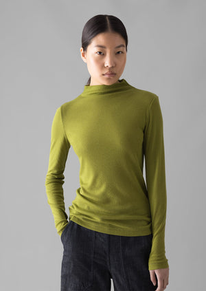 Aster Wool Lyocell High Neck Tee | Pea