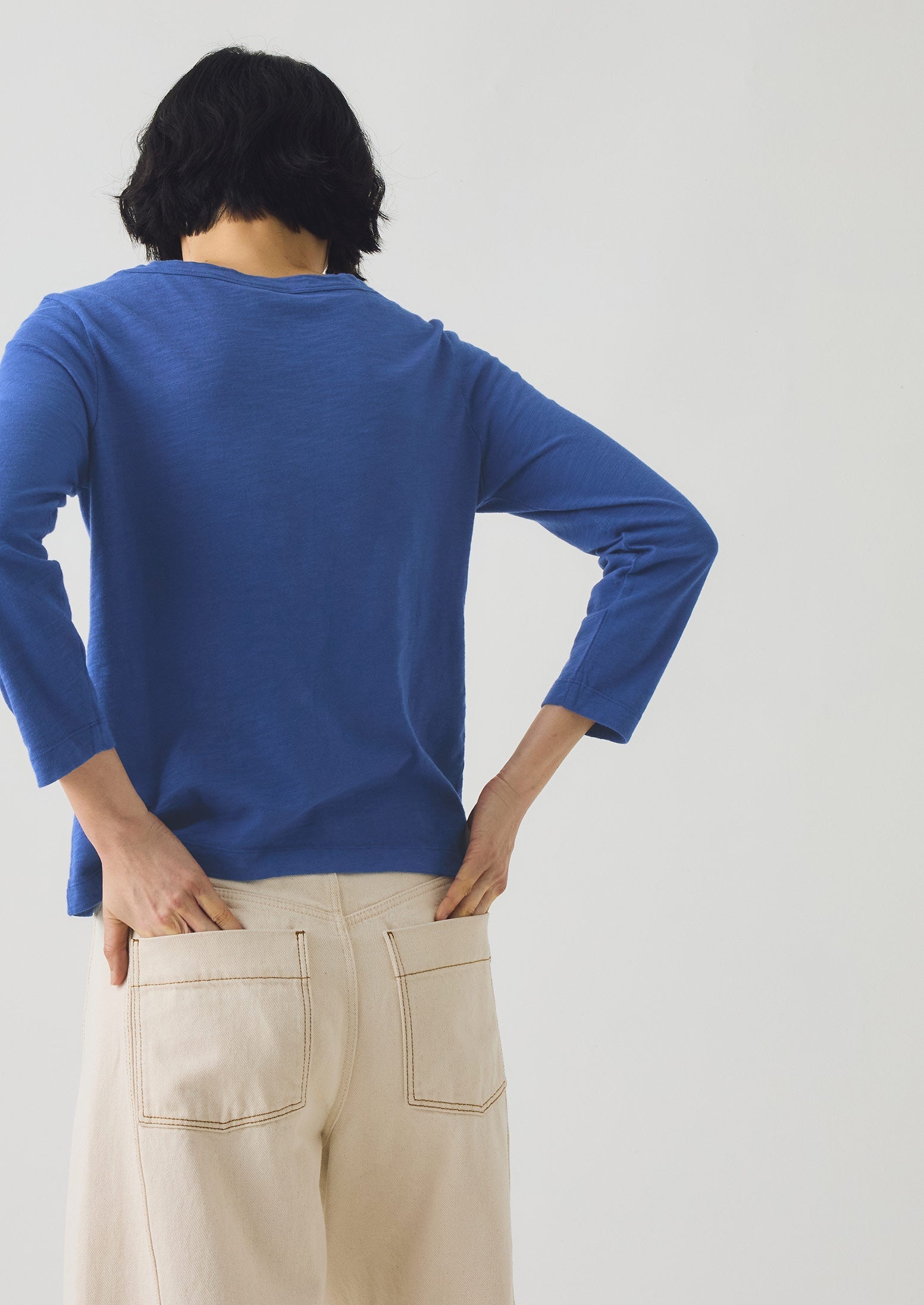 Lia Cotton Boat Neck Tee | Cobalt | TOAST