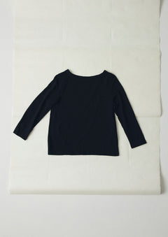 Lia Cotton Boat Neck Tee | Dark Navy | TOAST