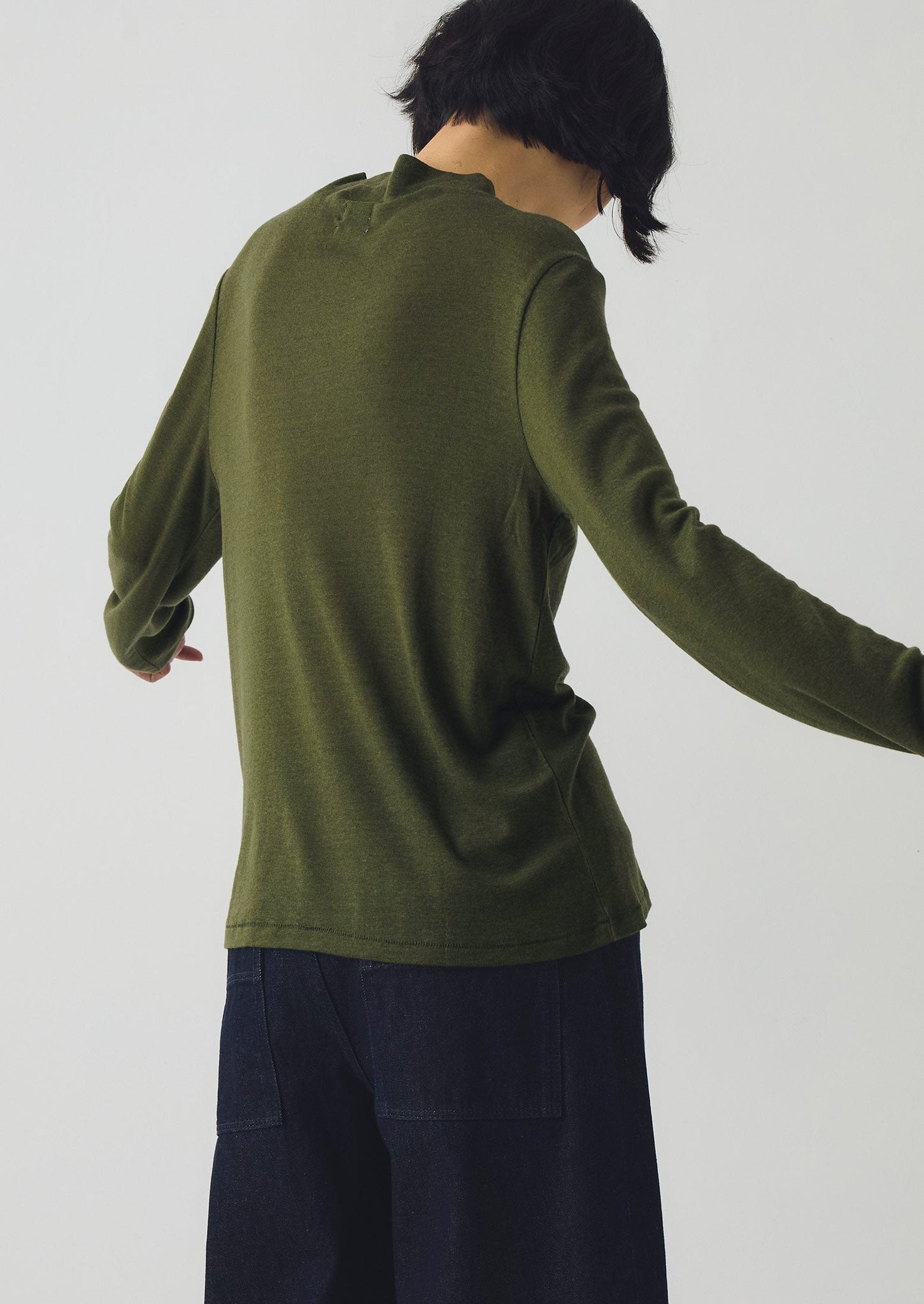 Aster High Neck Wool Lyocell Tee | Artichoke