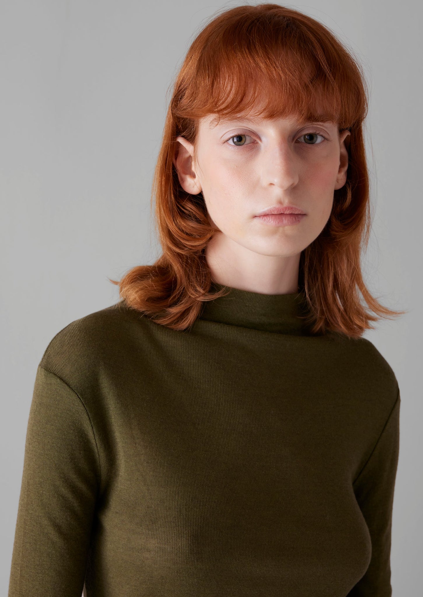 Aster Wool Lyocell High Neck Tee | Artichoke