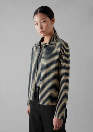 Stripe Cotton Jersey Shirt | Grey/Sand