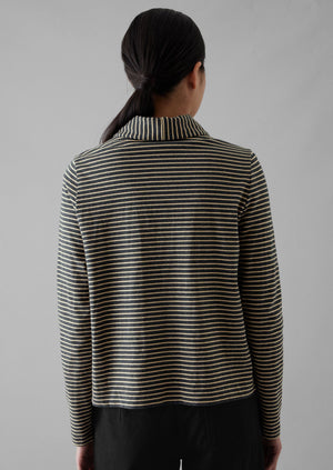 Stripe Cotton Jersey Shirt | Grey/Sand