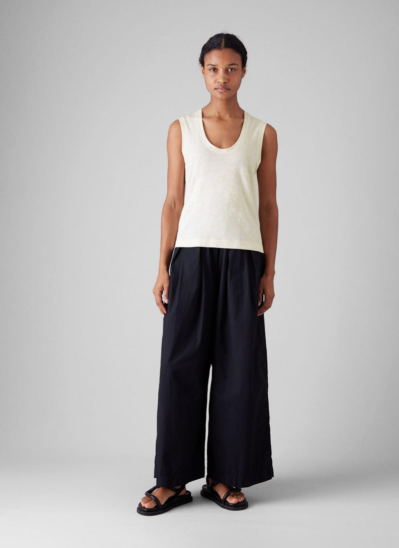 Cotton Sleeveless Tee | Washed Linen