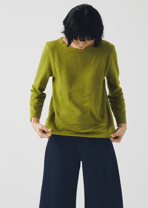 Lia Garment Dyed Boat Neck Tee | Pea Shoot