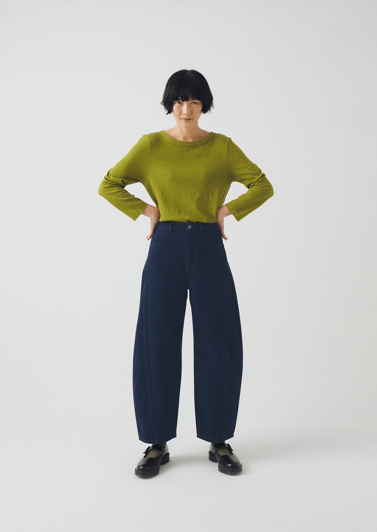 Lia Garment Dyed Boat Neck Tee | Pea Shoot | TOAST