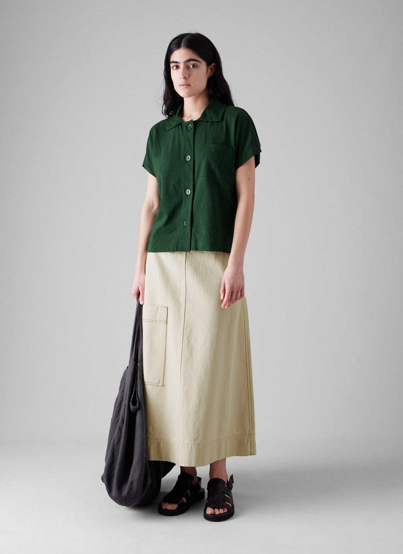 Cotton Hemp Jersey Shirt | Washi Green