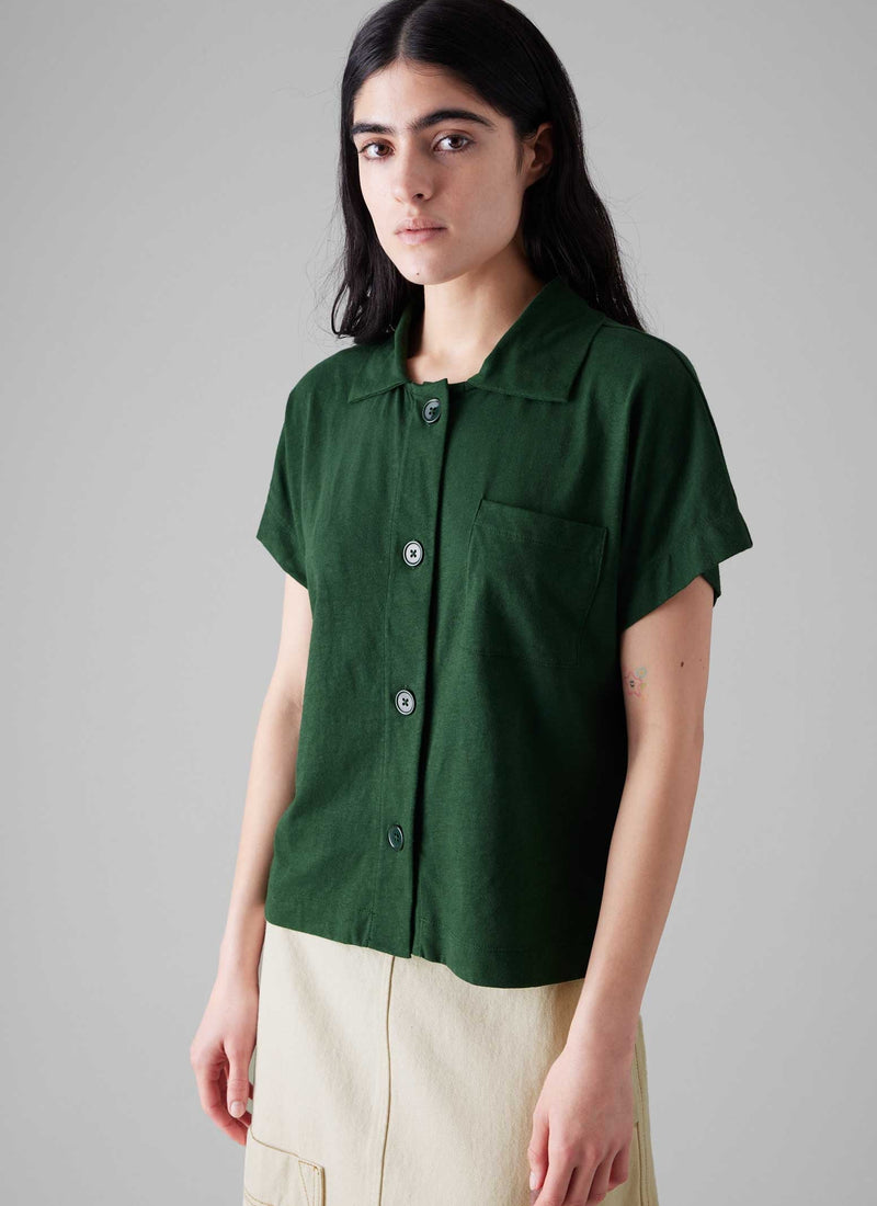 Cotton Hemp Jersey Shirt | Washi Green