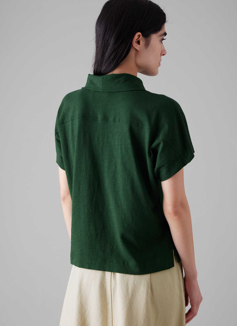 Cotton Hemp Jersey Shirt | Washi Green