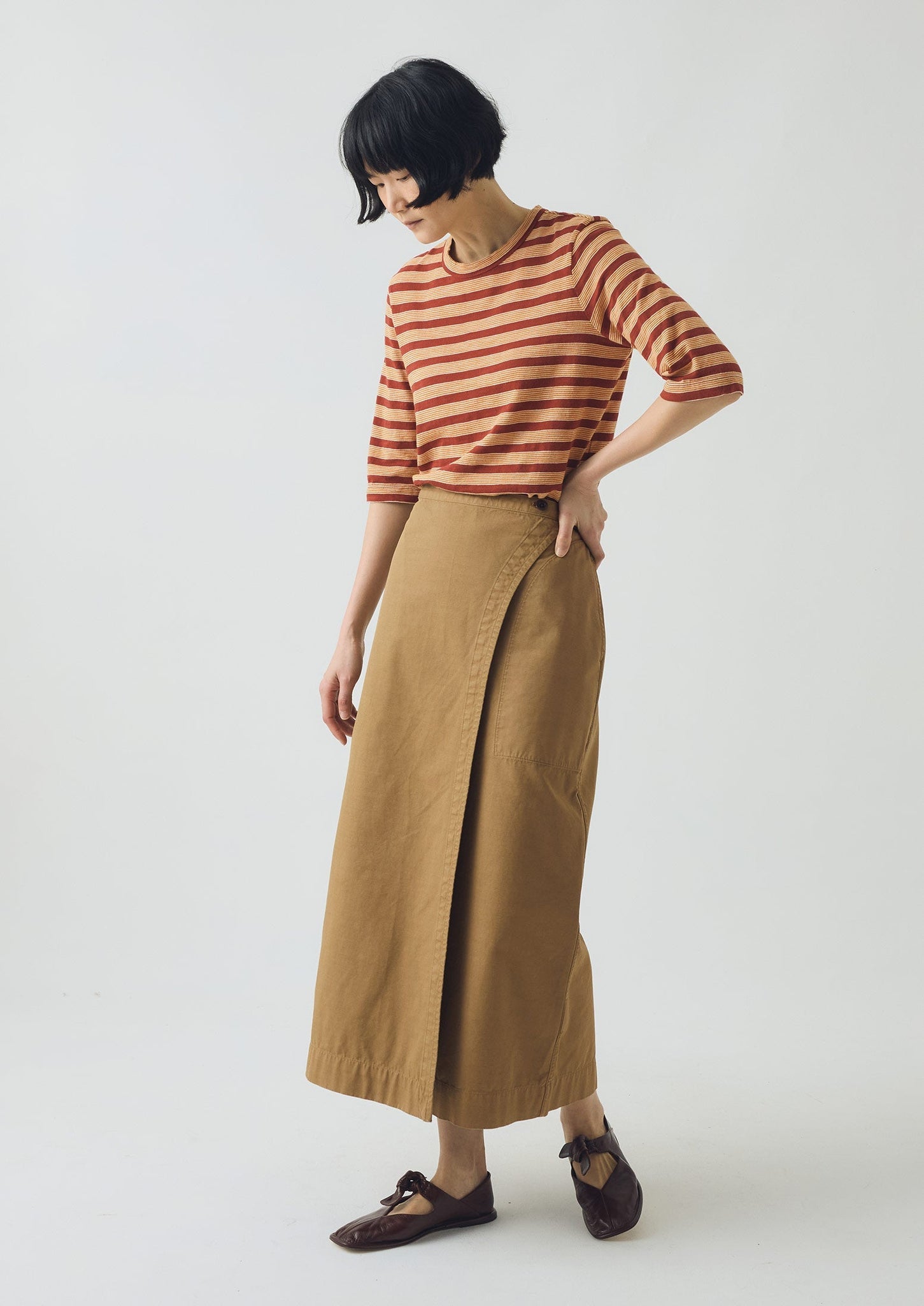 Cleo Cotton Stripe Tee | Red Rock/Cider