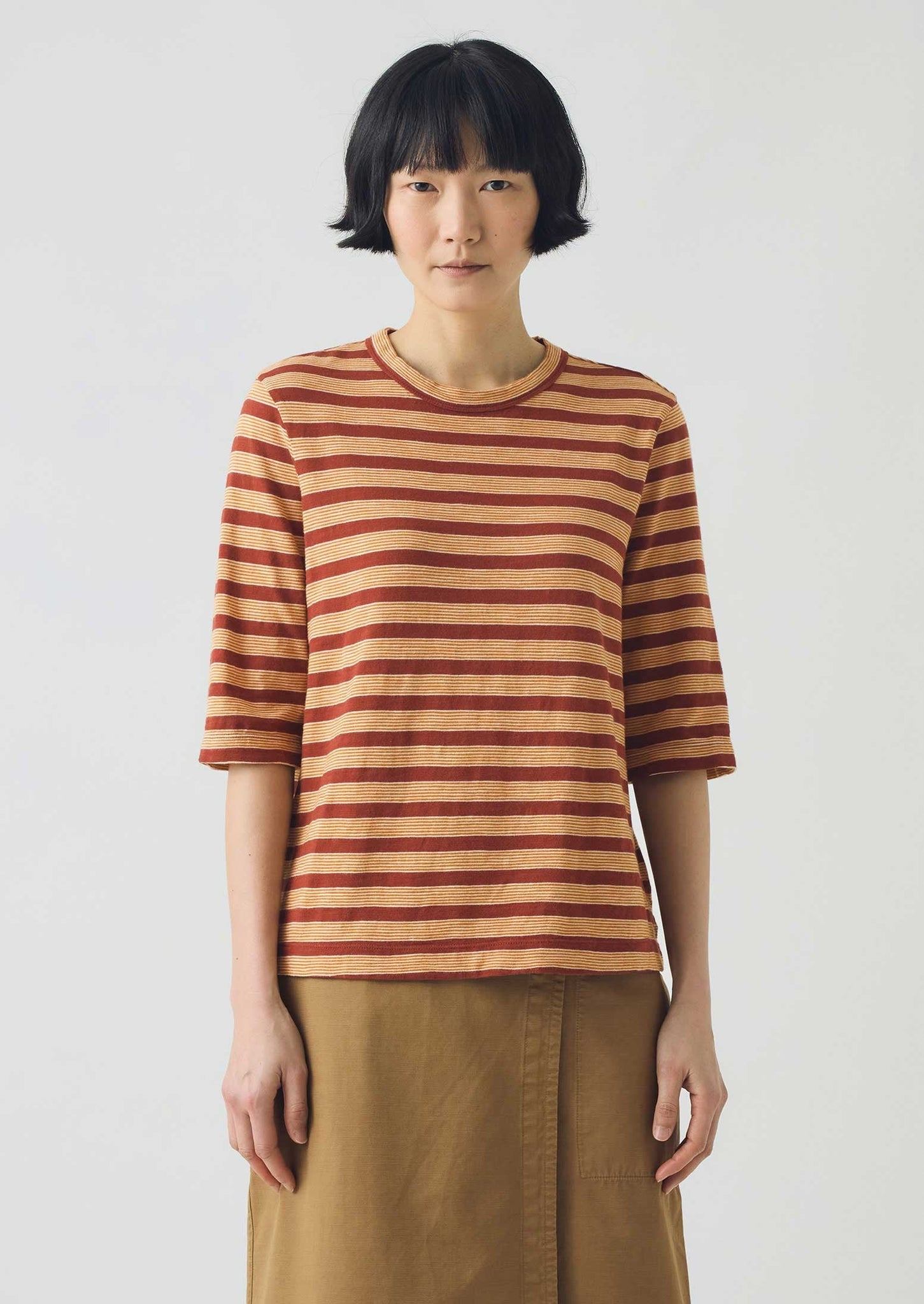 Cleo Cotton Stripe Tee | Red Rock/Cider