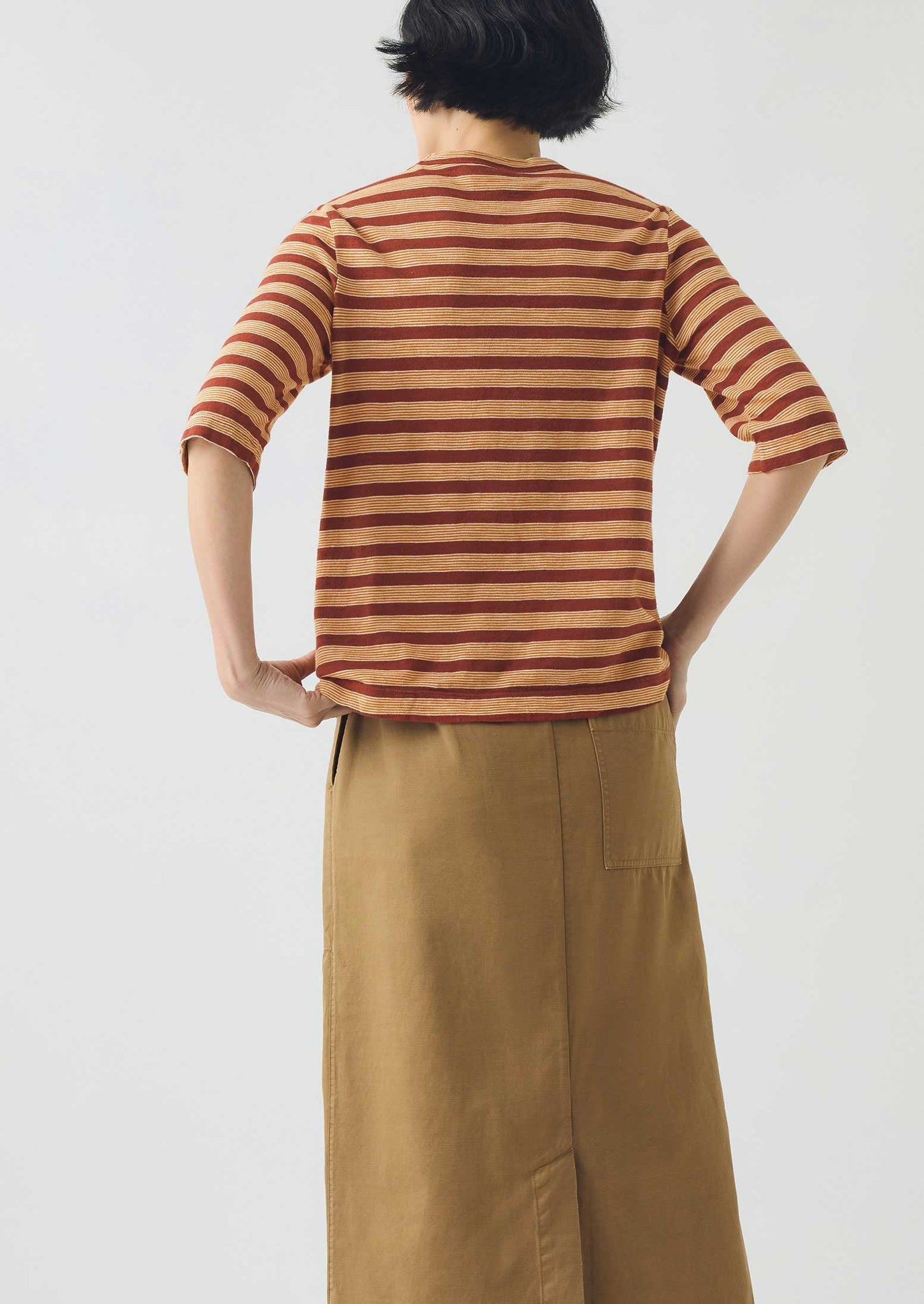 Cleo Cotton Stripe Tee | Red Rock/Cider
