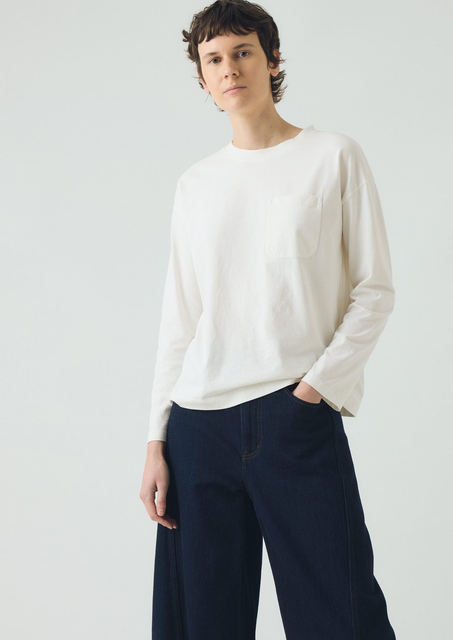 Patch Pocket Cotton Tee | Paper White