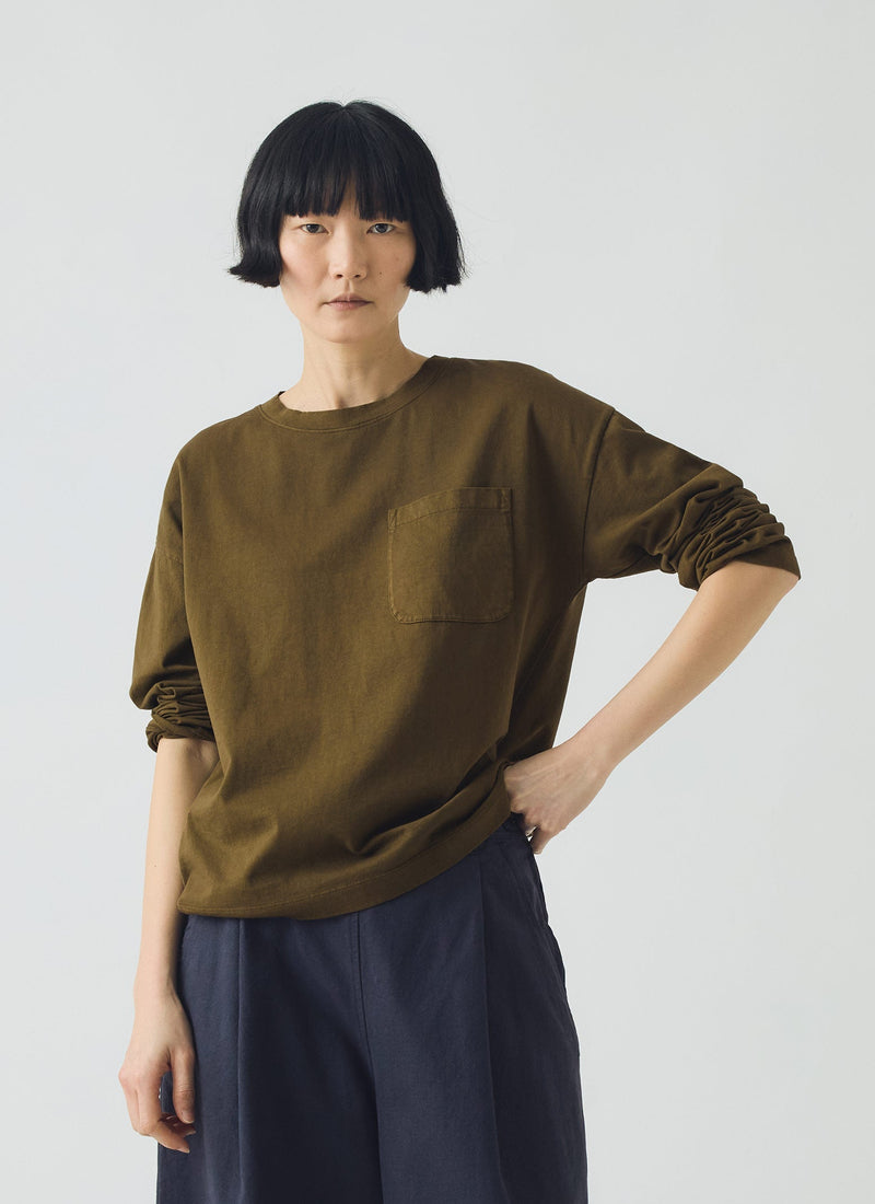 Patch Pocket Cotton Tee | Brass