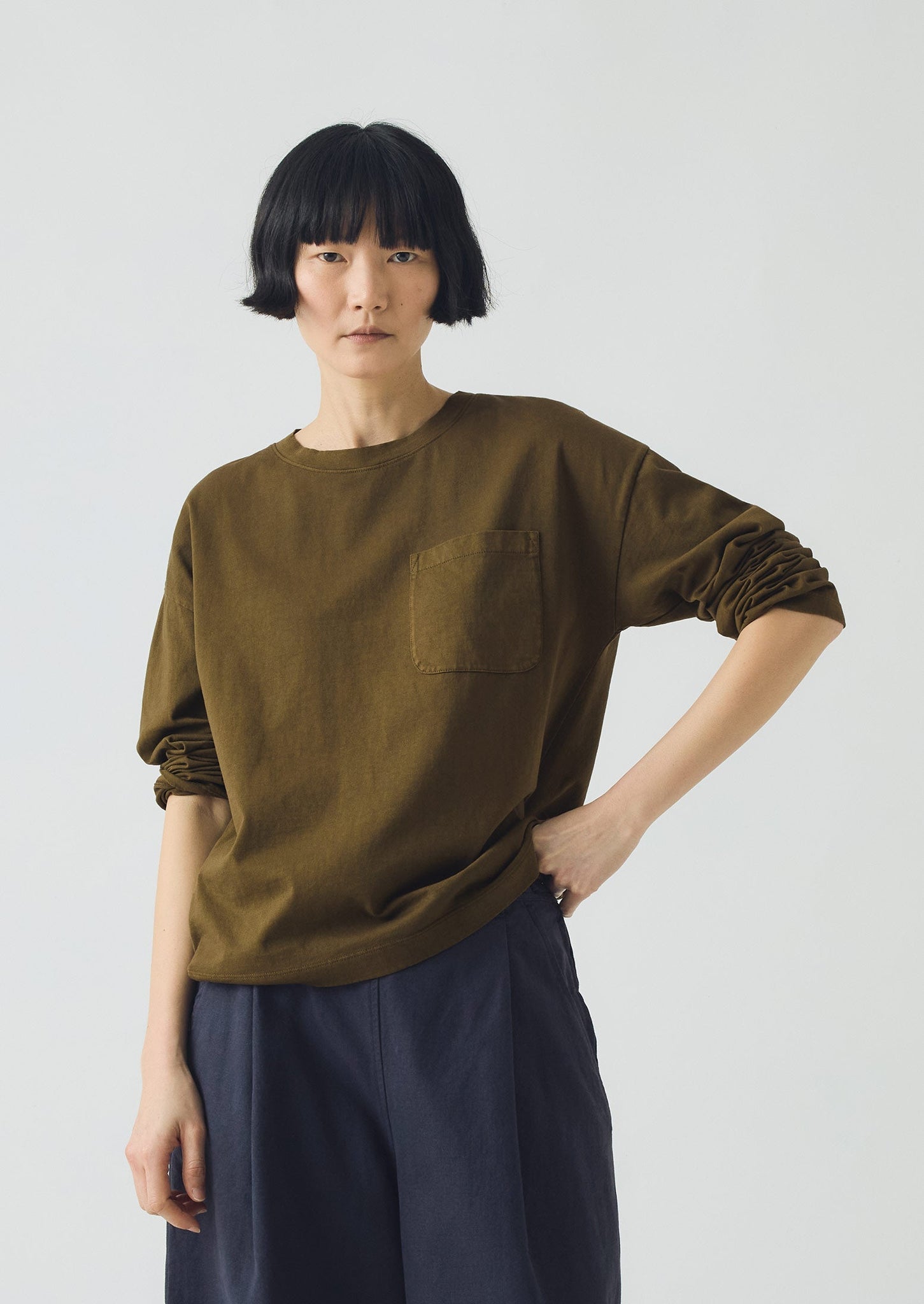 Patch Pocket Cotton Tee | Brass