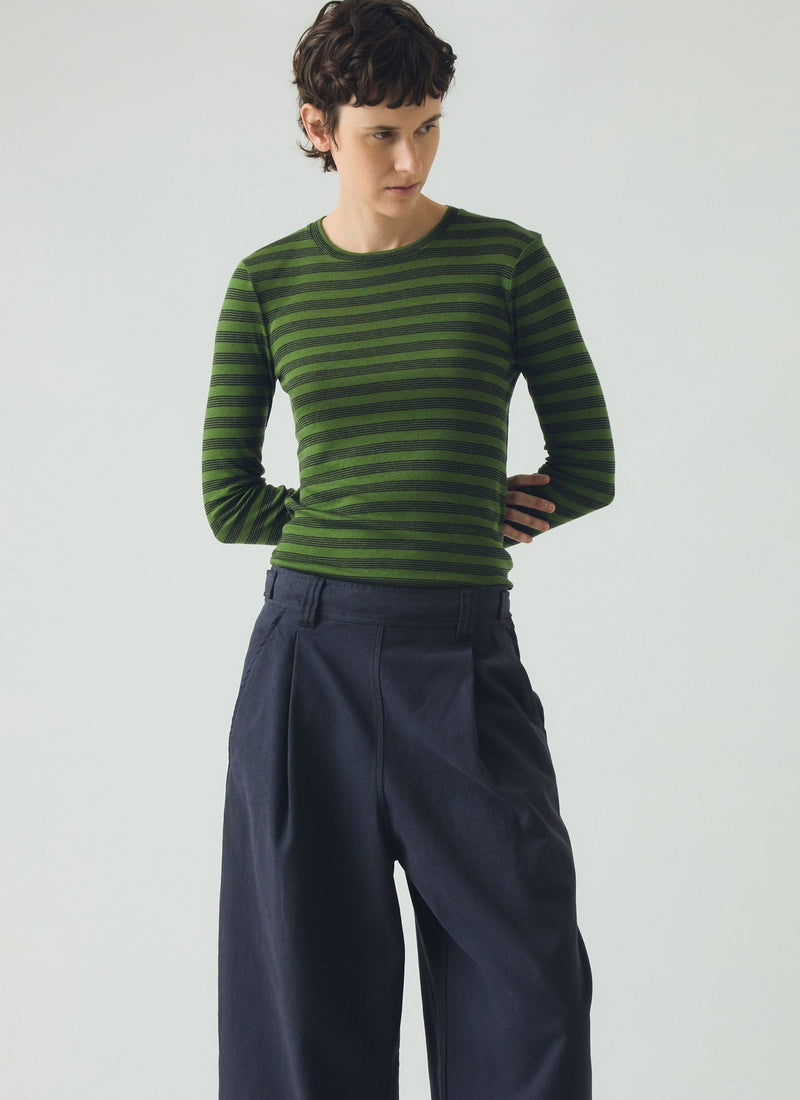 Agnes Stripe Wool Lyocell Tee | Peridot Green/Black