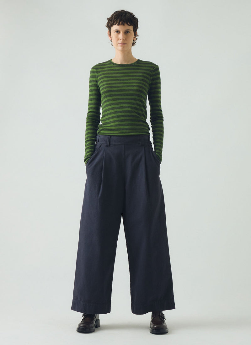 Agnes Stripe Wool Lyocell Tee | Peridot Green/Black