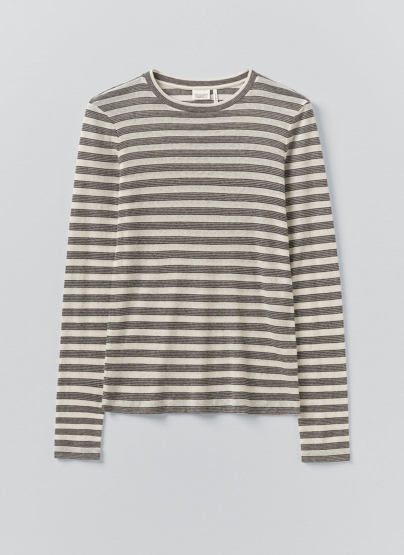 Agnes Stripe Wool Lyocell Tee | Cream/Black