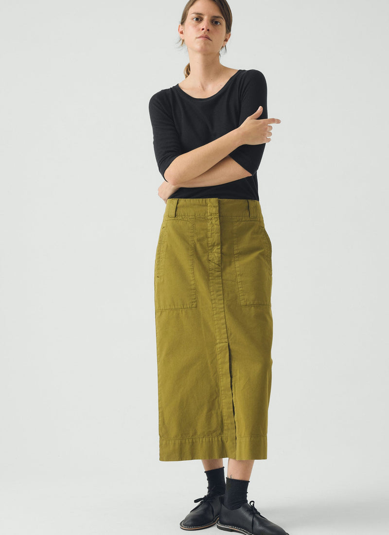 Wool Lyocell Scoop Neck Tee | Ink